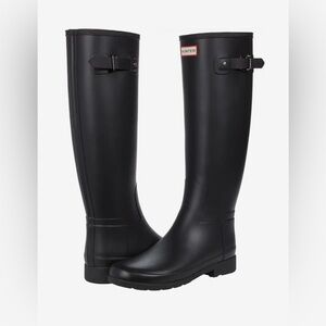 Hunter Black Refined Tall Rain Boots Size 7